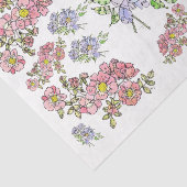 Mousseline Fleurs roses et lavande+ Papier de découpage (Détail)