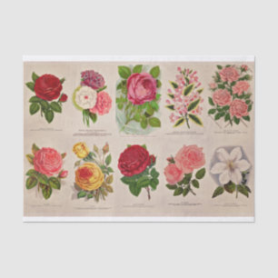 Mousseline Fleurs vintages pour papier découpage ou collage