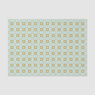 Mousseline Floral Geo Light Aqua et papier tissu or
