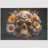 Mousseline Floral skull v7 Steampunk tissue paper Tissuepapier (Voorkant)
