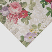 Mousseline Floraux d'aquarelle et Script sur papier parchemin (Détail)