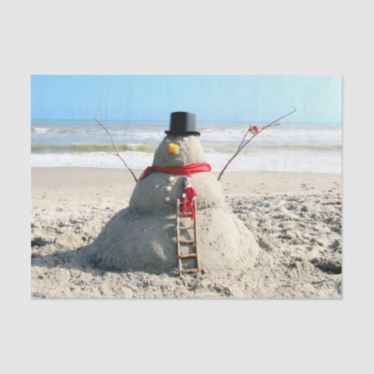 Mousseline Floride Snowman - Sculpture de sable - Papier de t (Recto)