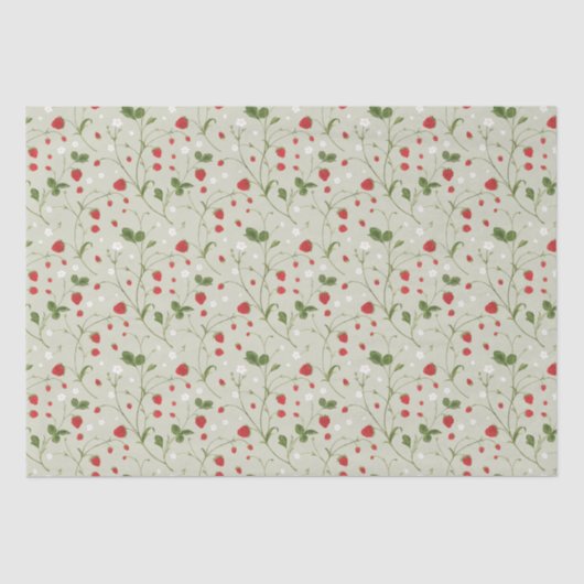 Mousseline Fraises Sauvages (Gris Chaud) - Papier Tissu (Recto)