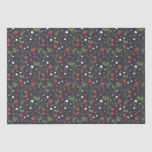 Mousseline Fraises Sauvages (Nuit Polaire) - Papier Tissu
