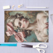 Mousseline Française Rococo Lady avec Bow 1 Découpage papier (Artisanat)