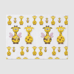 Mousseline Girafe jaune papier de tissu décoratif