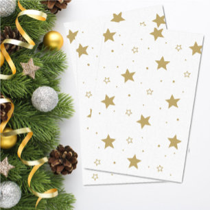 Mousseline Golden Christmas Stars Wrapper Papier Tissu