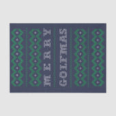 Mousseline Golf Noël Joyeux Golfmas Blue Tissu Papier (Recto)