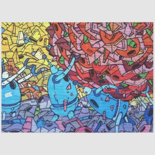 Mousseline Graffiti Urbain 18 Découpage Tissu Papier (Recto)
