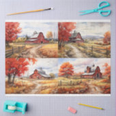 Mousseline Grange à l'automne Collage 2 Papier de découpage (Artisanat)