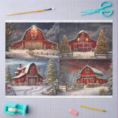 Mousseline Grange de Noël Collage 1 papier décolpage (Artisanat)