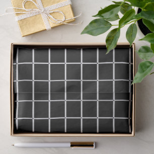 Mousseline Grille noir blanc papier tissu