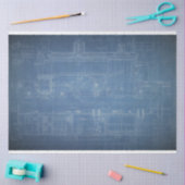 Mousseline Grunge Train Blueprint Mobilier Decoupage Papier (Artisanat)