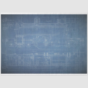 Mousseline Grunge Train Blueprint Mobilier Decoupage Papier