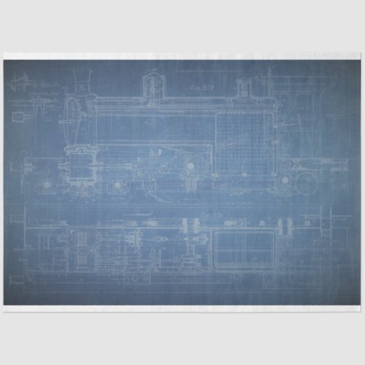 Mousseline Grunge Train Blueprint Mobilier Decoupage Papier (Recto)
