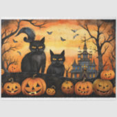 Mousseline Halloween Chats 1 Papier de découpage (Recto)