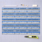 Mousseline Happy Hanoukka Blue Stripes papier d'enveloppement (Artisanat)