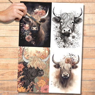 Mousseline Hausse vache Highland Collage 1 papier de découpag
