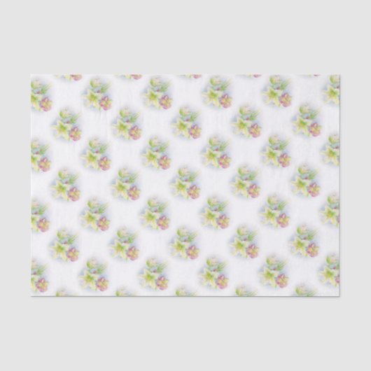 Mousseline Hellebores papier de tissu blanc vert de printemps (Recto)