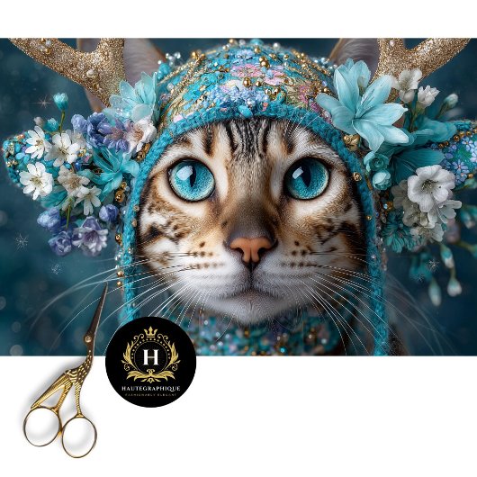 Mousseline Hiver Antler Bengale Chat Découpage papier