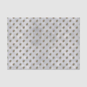 Mousseline Hiver Holly Berry Motif Tissu Papier papier