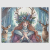 Mousseline Hiver Solstice Goddess Forest Papier à thème tissu (Recto)