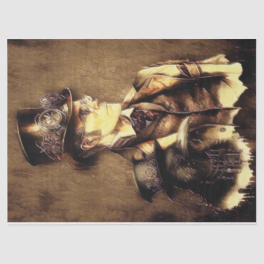 Mousseline Homme Steampunk avec papier découpage corbeau (Recto)