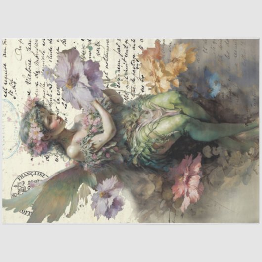 Mousseline Il m'aime, il ne m'aime pas. papier de tissu (Recto)