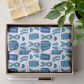 Mousseline Jacquard Bleu Motif Articles Tissu Papier (Cadeau)