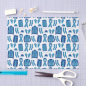 Mousseline Jacquard Bleu Motif Articles Tissu Papier (Artisanat)