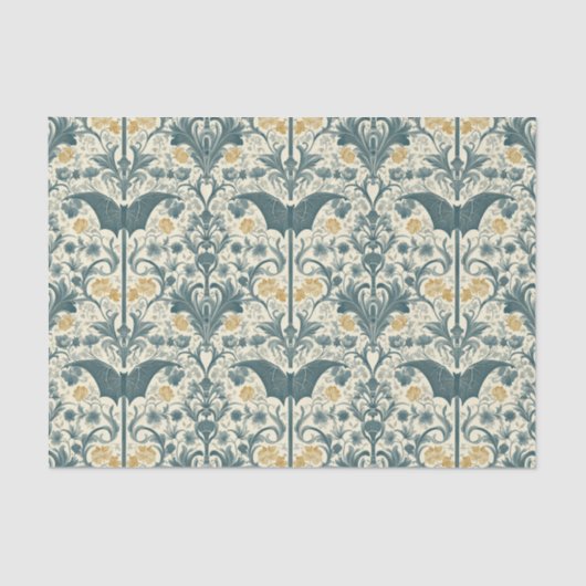 Mousseline Jardin gothique Papier de tissus - Flore foncé (Recto)