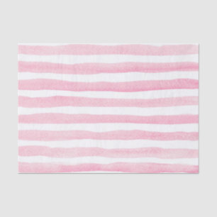 Mousseline Joli papier tissu aquarelle rayé rose et blanc
