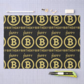 Mousseline Joyeux Anniversaire Bitcoin Gold Tissu Papier (Artisanat)