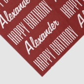 Mousseline Joyeux Anniversaire Nom Rouge Tissu Papier (Détail)