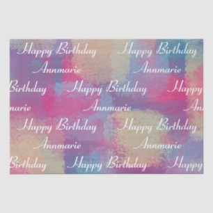 Mousseline Joyeux Anniversaire Pastel Patchwork Tissu Papier