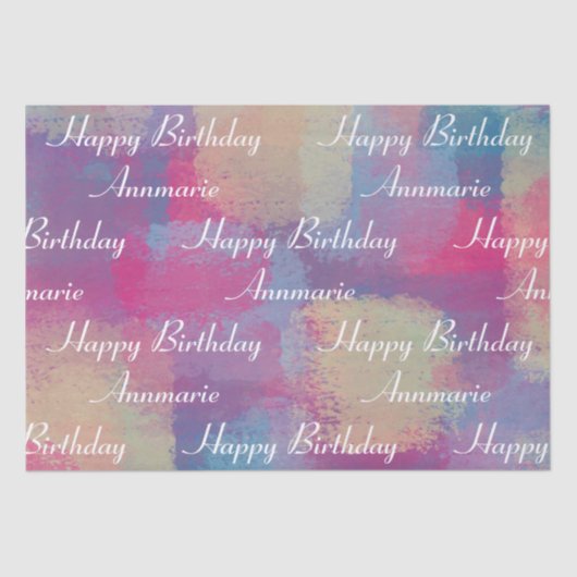 Mousseline Joyeux Anniversaire Pastel Patchwork Tissu Papier (Recto)