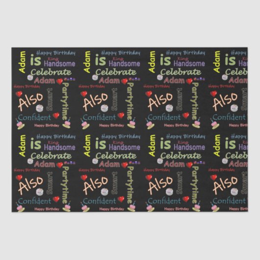 Mousseline Joyeux Anniversaire Tissu Papier Adam (Recto)