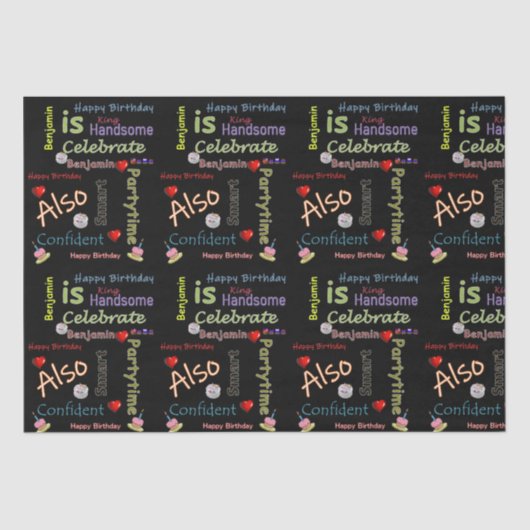 Mousseline Joyeux Anniversaire Tissu Papier Benjamin (Recto)