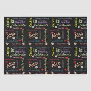 Mousseline Joyeux Anniversaire Tissu Papier Cecilia