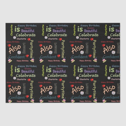 Mousseline Joyeux Anniversaire Tissu Papier Charlotte (Recto)