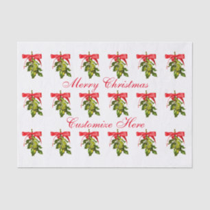 Mousseline Joyeux Noël mistletoe Papier Tissu