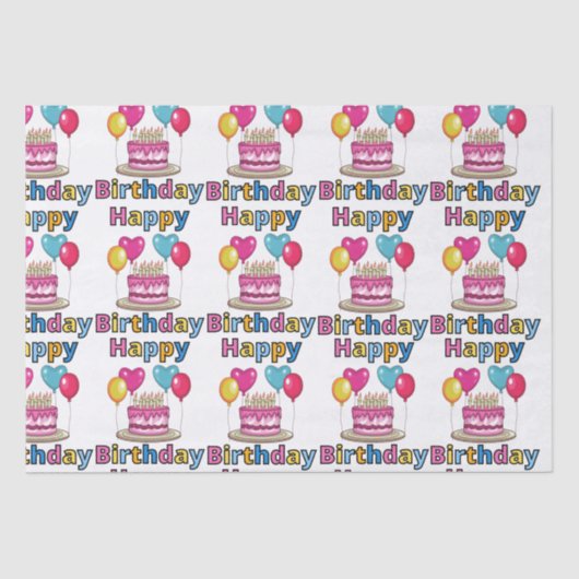 Mousseline Joyeux papier de tissus d'anniversaire (Recto)