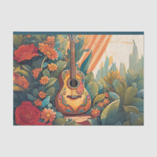 Mousseline La guitare dans le papier de fond de la page de dé