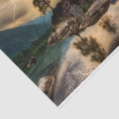 Mousseline Lac Sunset Mountains 2 Déchoupage papier de tissu (Détail)