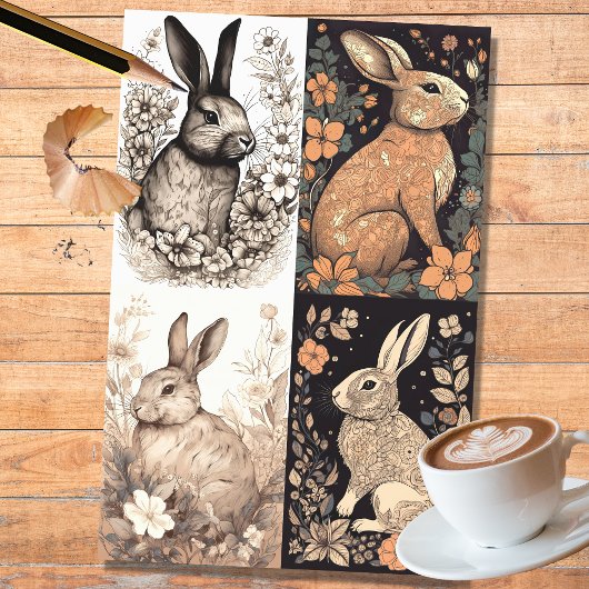 Mousseline Lapin en ligne Art Collage 1 papier décolpage