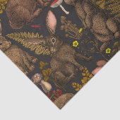 Mousseline Lapins et flore boisée Papier de tissus (Détail)