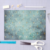 Mousseline Laver bleu avec des champignons d'or Papier décolp (Artisanat)