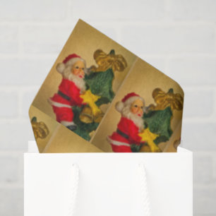 Mousseline Le Père Noël en haut de l'arbre de Noël Papier Tis