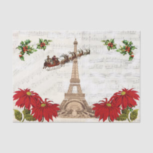 Mousseline Le Père Noël Vintage sur le papier Tissu de Noël à