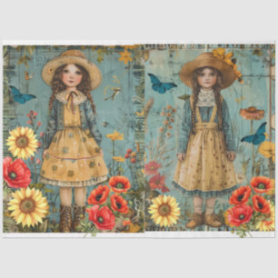 Mousseline Les Filles Mignonnes Dans Le Papier Tissu Du Jardi